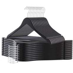 ACAZA 20 stuks Massief Houten Kledinghangers - Esdoorn Hout - Glad Oppervlak - Zwart Outlet