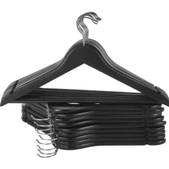 ACAZA 20 stuks Massief Houten Kledinghangers - Esdoorn Hout - Glad Oppervlak - Zwart Outlet
