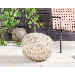 Leen Bakker AADHI - Poef - Beige - 50 x 50 cm - Synthetisch materiaal New