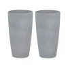Beliani ABDERA - Bloempot set van 2 - Grijs - Klein - Stenenmix New