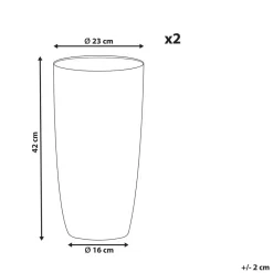 Beliani ABDERA - Bloempot set van 2 - Grijs - Klein - Stenenmix New