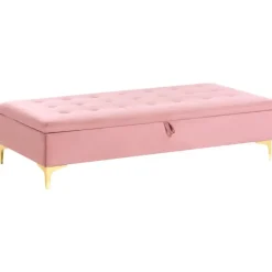 Leen Bakker ABERDEEN - Ottomaan met opbergruimte - Roze - Fluweel New