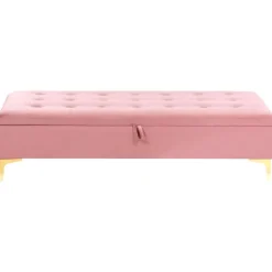 Leen Bakker ABERDEEN - Ottomaan met opbergruimte - Roze - Fluweel New