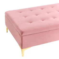 Leen Bakker ABERDEEN - Ottomaan met opbergruimte - Roze - Fluweel New