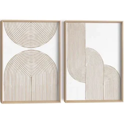 Reinders Abstracte wanddecoratie set met structuur Taupe bogen - 40 x 30cm Online
