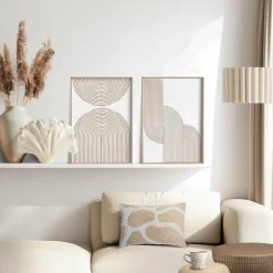 Reinders Abstracte wanddecoratie set met structuur Taupe bogen - 40 x 30cm Online