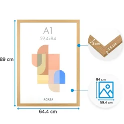 Merkloos ACAZA Fotokader A1 - 59,4 x 84 cm - Fotolijst - MDF Hout - Madison - Warme Eik Hot