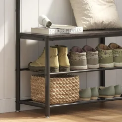 Merkloos ACAZA® Staande Kapstok met 9 Haken en Schoenenrek - Garderoberek - Zwart Hot