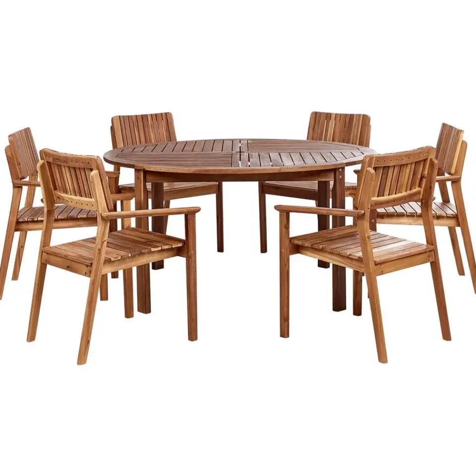 Beliani AGELLO/TOLVE - Tuinset voor 6 - Lichthout - Acaciahout Clearance