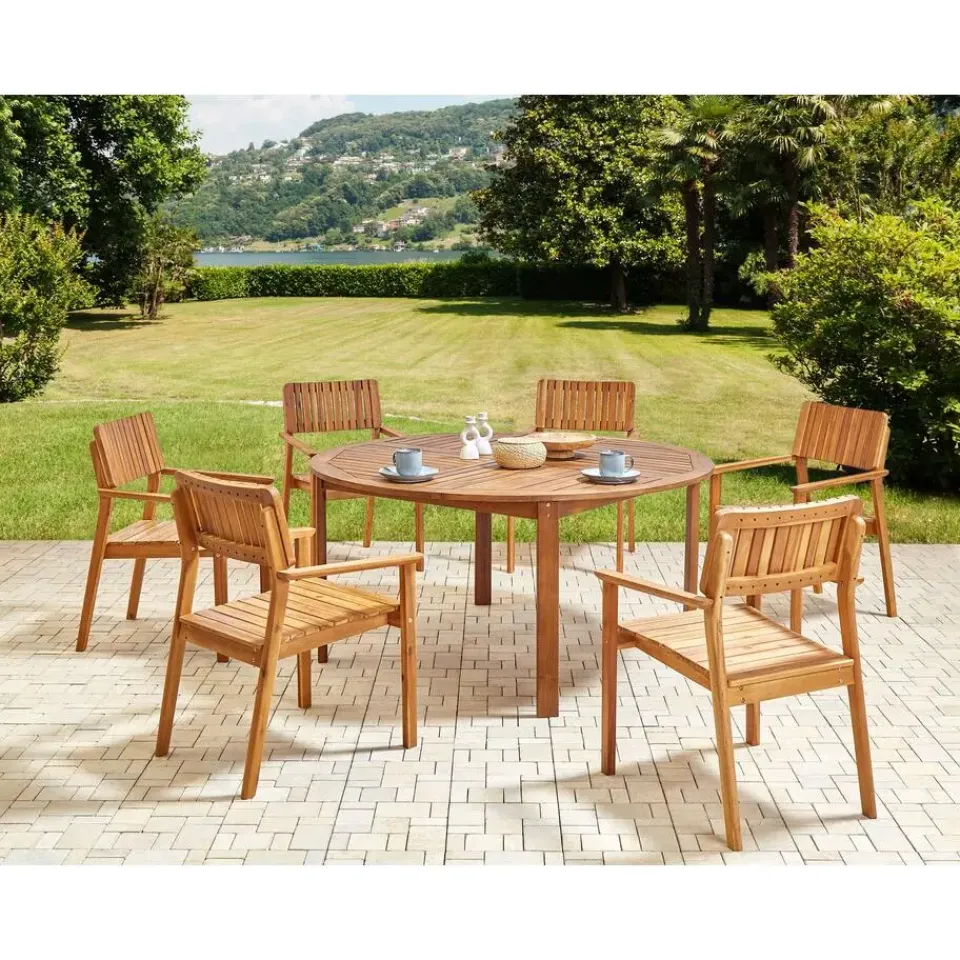 Beliani AGELLO/TOLVE - Tuinset voor 6 - Lichthout - Acaciahout Clearance