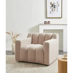 Beliani AGERUP - Fauteuil - Beige - Bouclé Sale