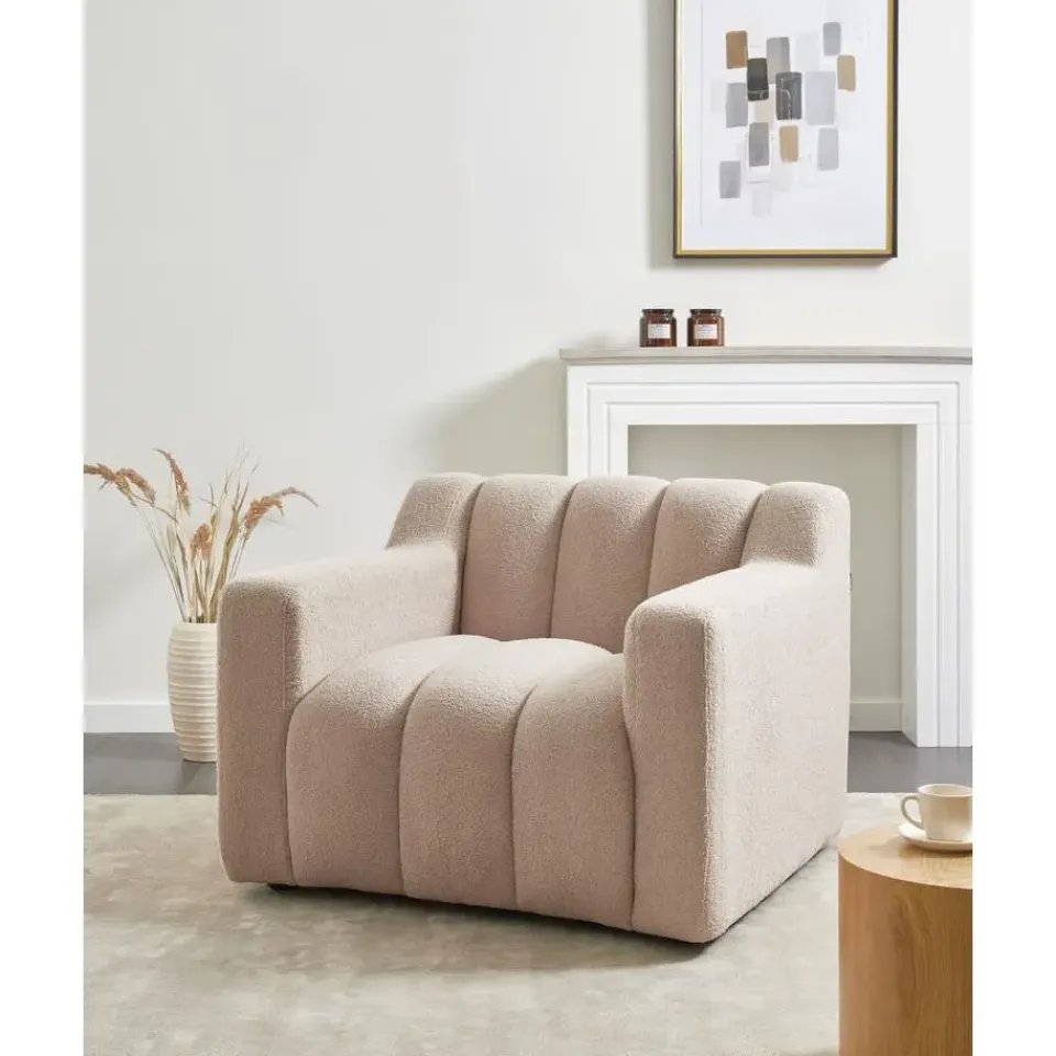 Beliani AGERUP - Fauteuil - Beige - Bouclé Sale