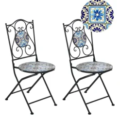 Leen Bakker AGGIUS - Set van 2 tuinstoelen - Zwart - IJzer Discount