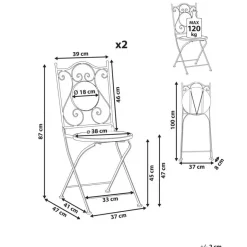 Leen Bakker AGGIUS - Set van 2 tuinstoelen - Zwart - IJzer Discount