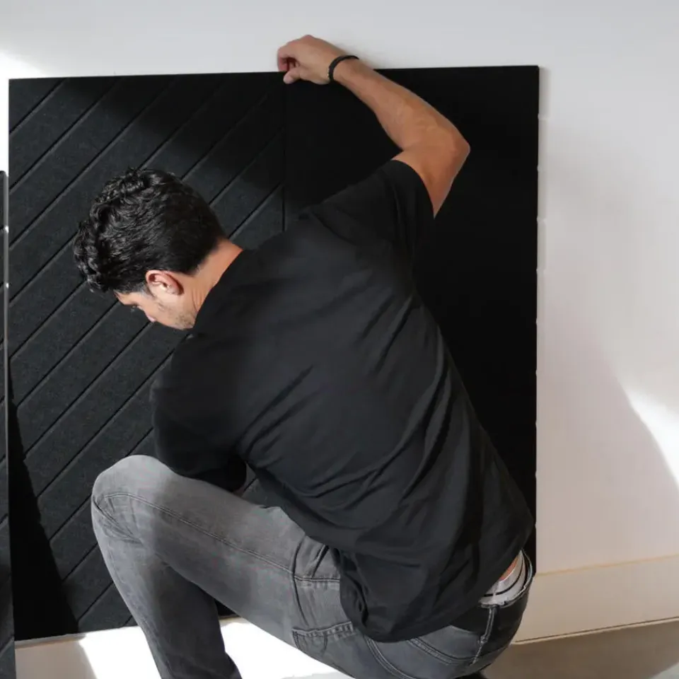 IVOL Akoestisch wandpaneel PET-vilt - 100x100cm - Visgraat motief Antraciet Best