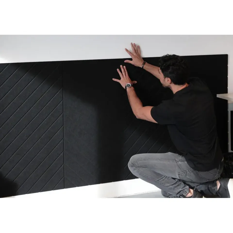 IVOL Akoestisch wandpaneel PET-vilt - 100x100cm - Visgraat motief Antraciet Best