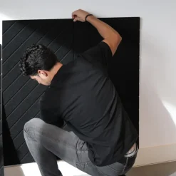 IVOL Akoestisch wandpaneel PET-vilt - 100x100cm - Visgraat motief Zwart Online