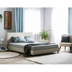 Beliani ALBI - Tweepersoonsbed - Beige - 180 x 200 cm - Polyester Outlet