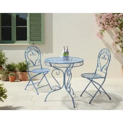 Leen Bakker ALBINIA - Bistroset voor 2 - Blauw - Metaal Outlet