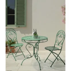 Leen Bakker ALBINIA - Tuinstoel set van 2 - Groen - Metaal