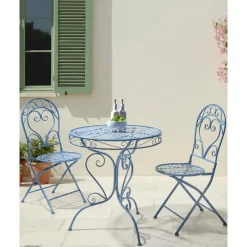 Leen Bakker ALBINIA - Tuinstoel set van 2 - Blauw - Metaal Online