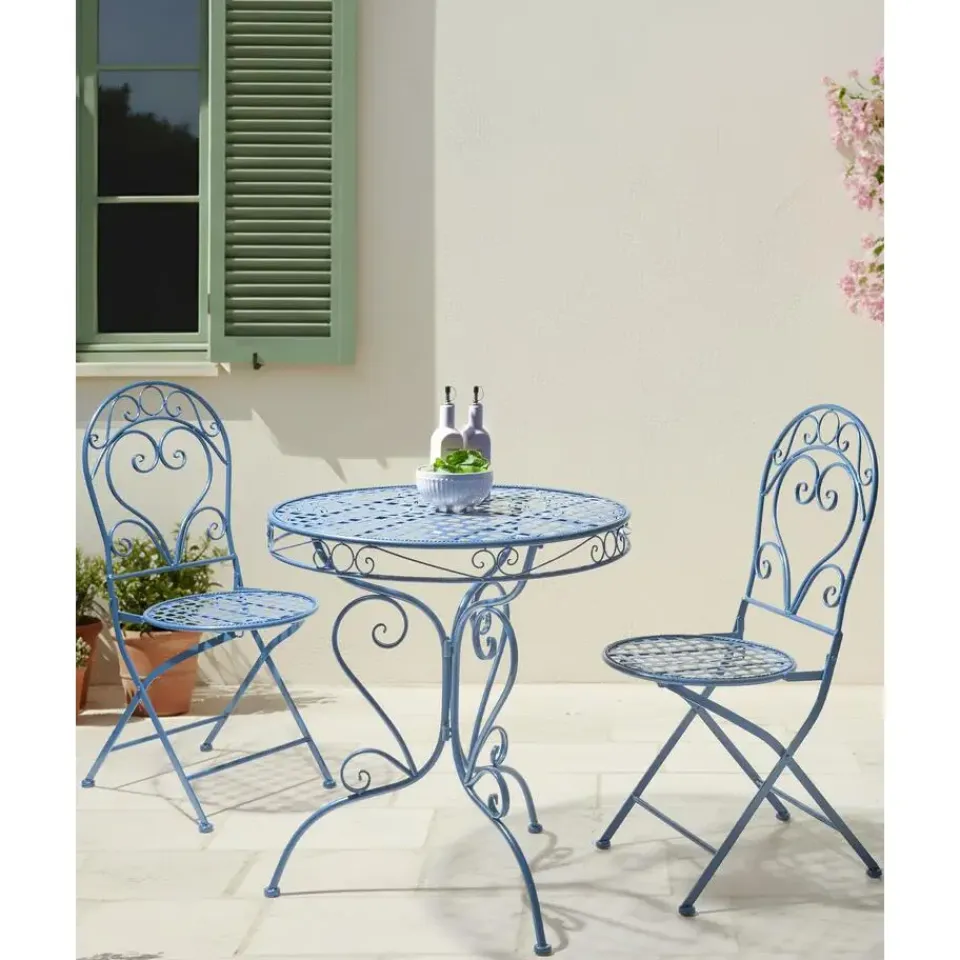 Leen Bakker ALBINIA - Tuinstoel set van 2 - Blauw - Metaal Online