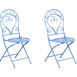 Leen Bakker ALBINIA - Tuinstoel set van 2 - Blauw - Metaal Online