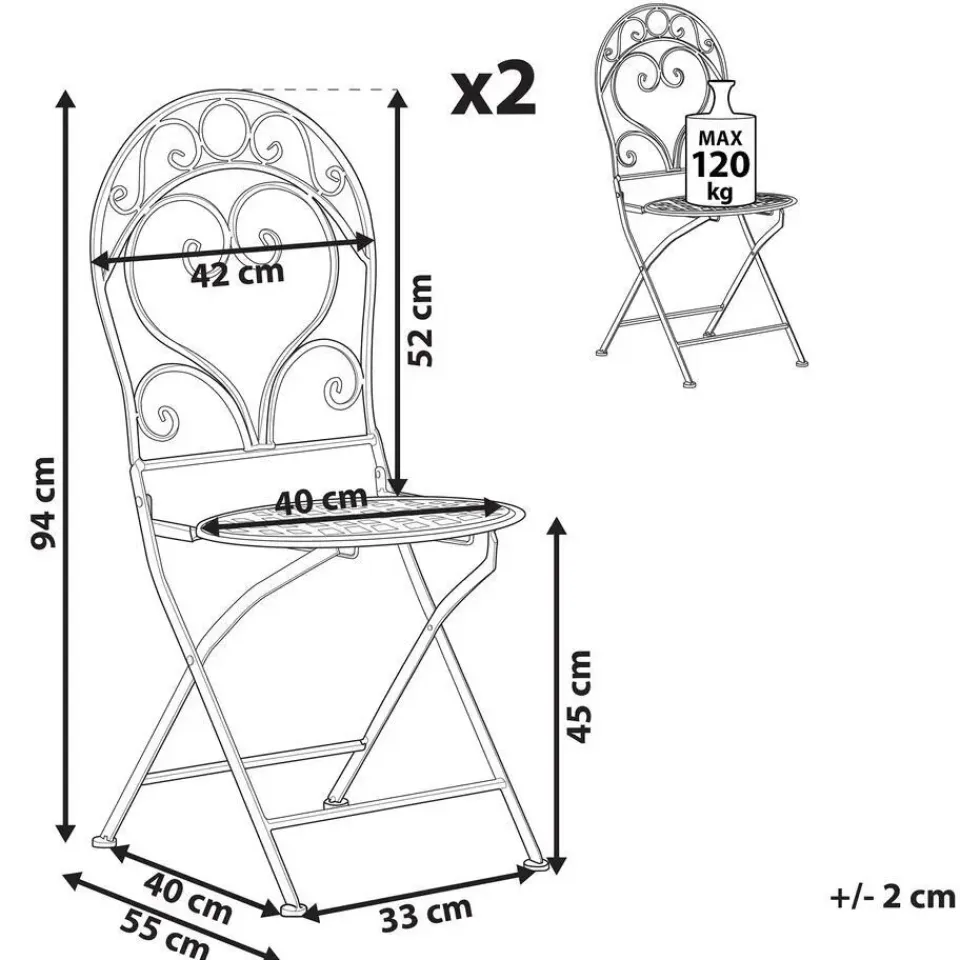 Leen Bakker ALBINIA - Tuinstoel set van 2 - Blauw - Metaal Online