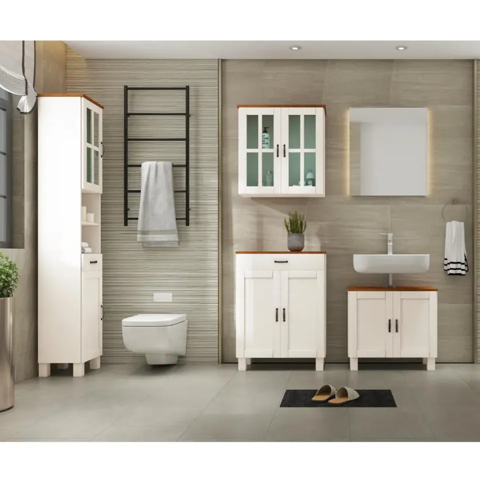 Loft24 Alby - Wandkast met 2 deuren van grenen in wit Clearance