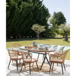 Beliani ALIANO - Tuinset 6 personen - Natuurlijk - PE rotan Online