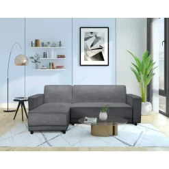 Dorel Home Allie - 3-zits hoekslaapbank in antraciet fluweel Hot