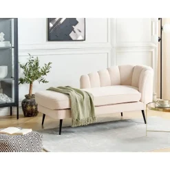 Beliani ALLIER - Chaise longue - Beige - Rechterzijde - Bouclé Best