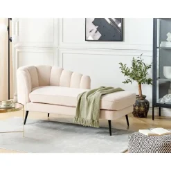 Beliani ALLIER - Chaise longue - Beige - Linkerzijde - Bouclé