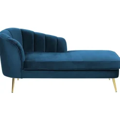 Beliani ALLIER - Chaise longue - Blauw - Linkerzijde - Fluweel Outlet
