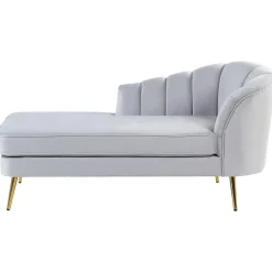 Beliani ALLIER - Chaise longue - Grijs - Rechterzijde - Fluweel Best