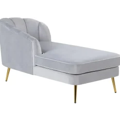 Beliani ALLIER - Chaise longue - Grijs - Rechterzijde - Fluweel Best