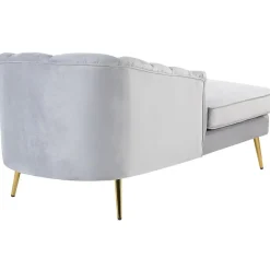 Beliani ALLIER - Chaise longue - Grijs - Rechterzijde - Fluweel Best