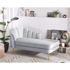 Beliani ALLIER - Chaise longue - Grijs - Linkerzijde - Fluweel Outlet