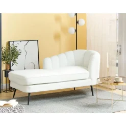 Beliani ALLIER - Chaise longue - Off-white - Rechterzijde - Bouclé Hot