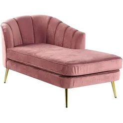 Beliani ALLIER - Chaise longue - Roze - Linkerzijde - Fluweel Outlet