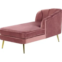 Beliani ALLIER - Chaise longue - Roze - Linkerzijde - Fluweel Outlet