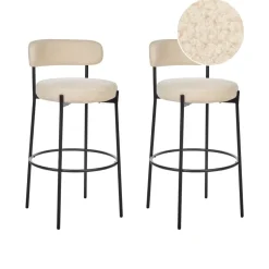 Beliani ALLISON - Barkruk set van 2 - Lichtbeige - Bouclé Outlet