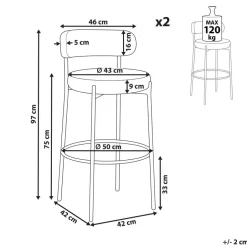 Beliani ALLISON - Barkruk set van 2 - Wit - Bouclé Discount