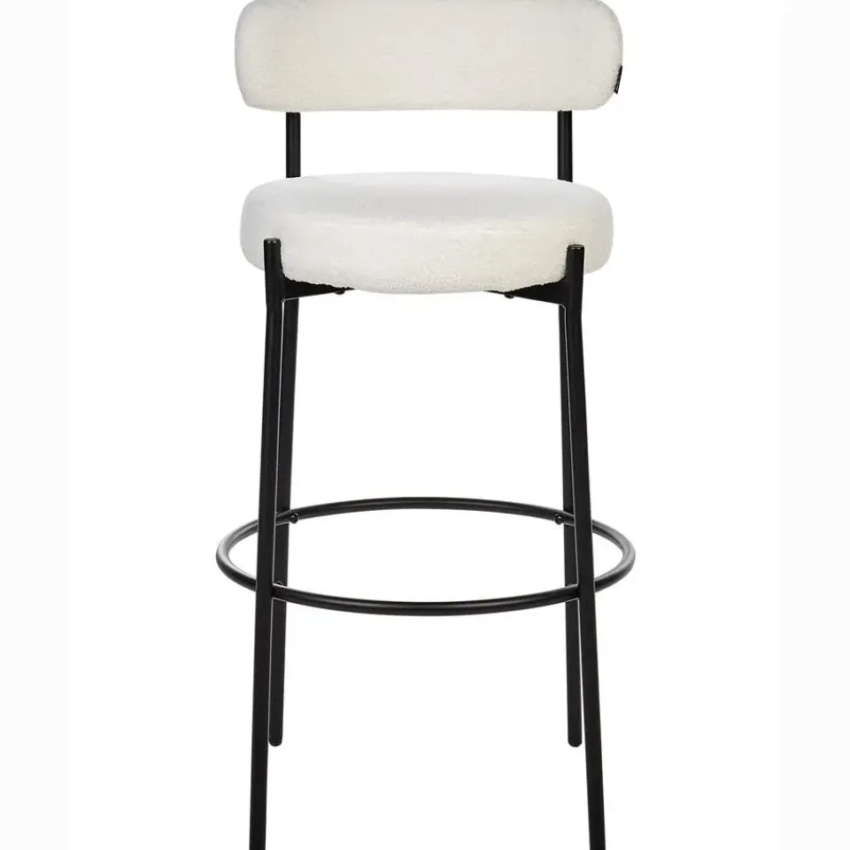 Beliani ALLISON - Barkruk set van 2 - Wit - Bouclé Discount