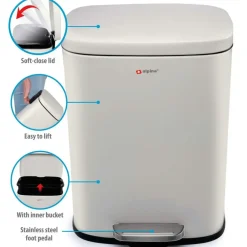 Alpina Pedaalemmer - soft-close - rvs - 5 liter - L21,5 x B18,5 x H30 Sale