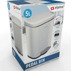 Alpina Pedaalemmer - soft-close - rvs - 5 liter - L21,5 x B18,5 x H30 Sale