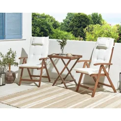 Beliani AMANTEA - Bistroset - Donkerhout/Wit - Acaciahout Online