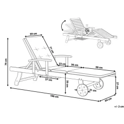 Beliani AMANTEA - Ligstoel - Donkere houtkleur/Gestreept - Acaciahout New