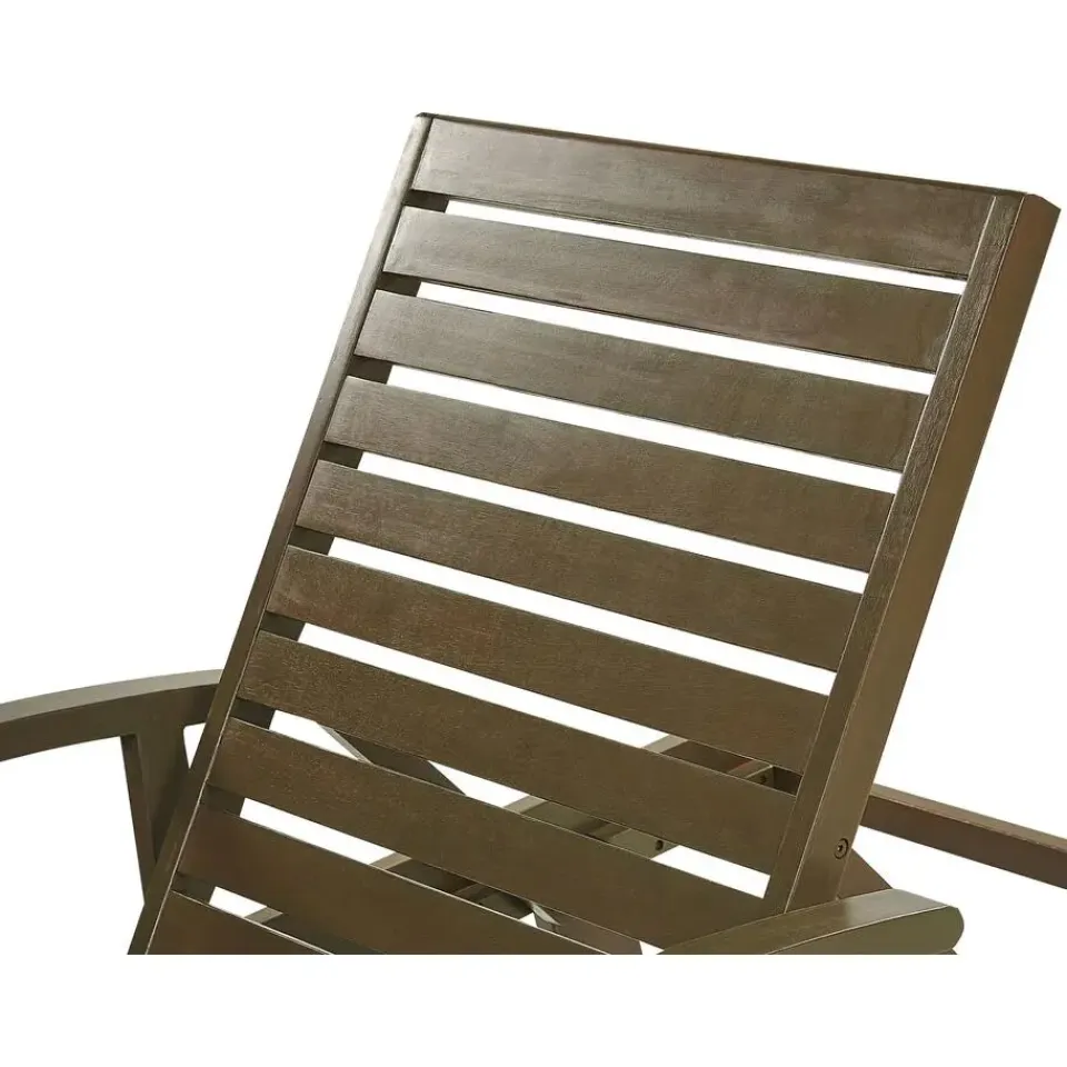 Beliani AMANTEA - Ligstoel - Donkere houtkleur/Gestreept - Acaciahout New