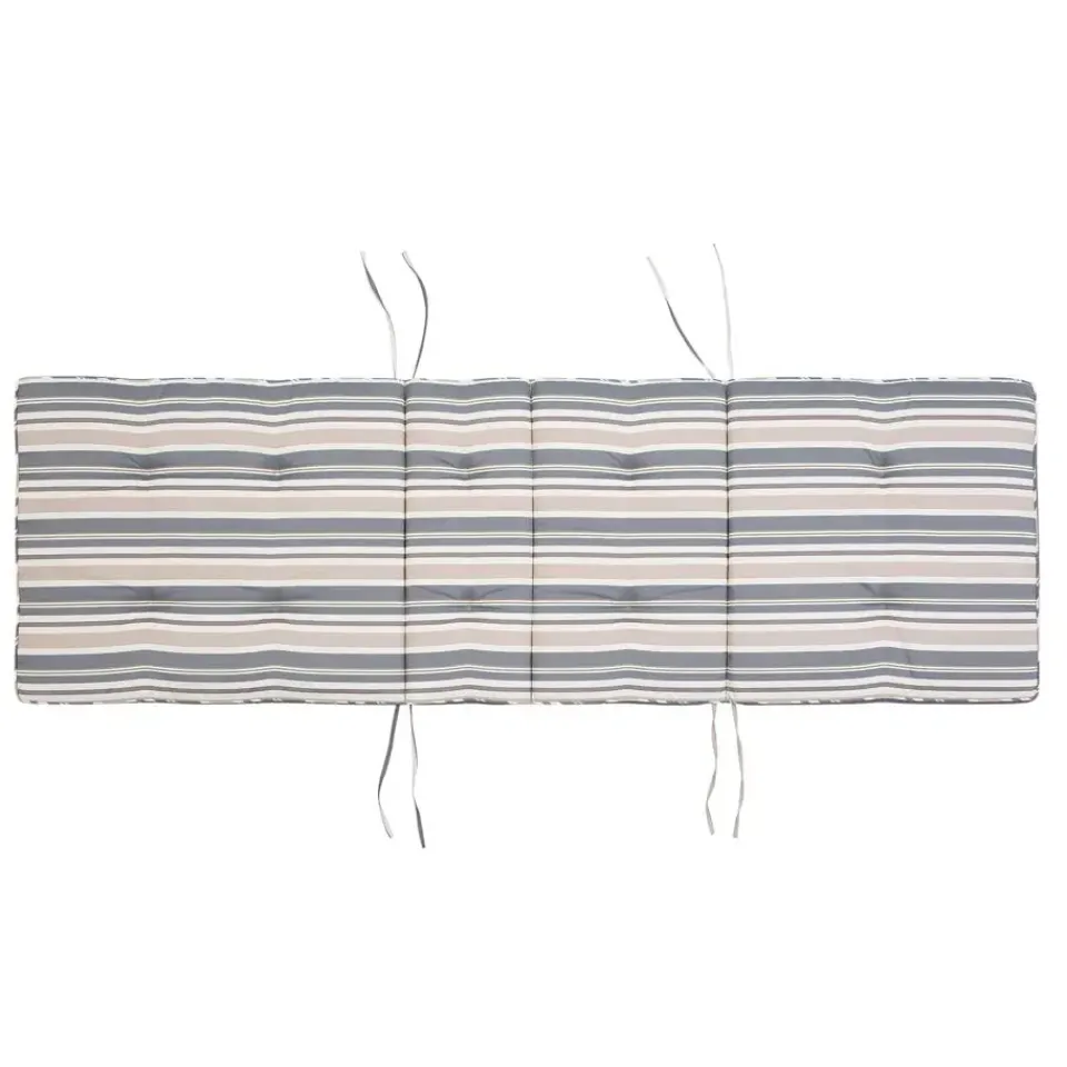 Beliani AMANTEA - Ligstoel - Donkere houtkleur/Gestreept - Acaciahout New